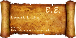 Benyik Erika névjegykártya